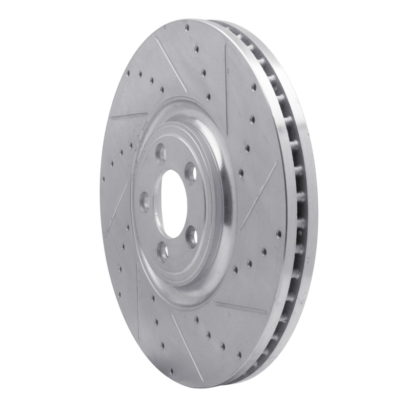 Jaguar XF Brake Rotor (1) - Front Right - R1 Concepts - Drilled & Slotted - Silver - `10-`24